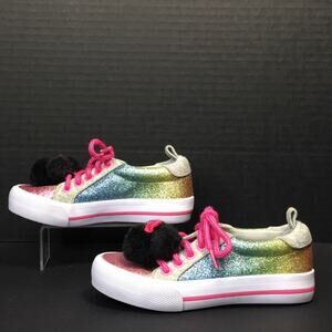 Disney Minnie Mouse Rainbow Glitter Sneakers Little Girl's Size‎ 10 Pink Blue